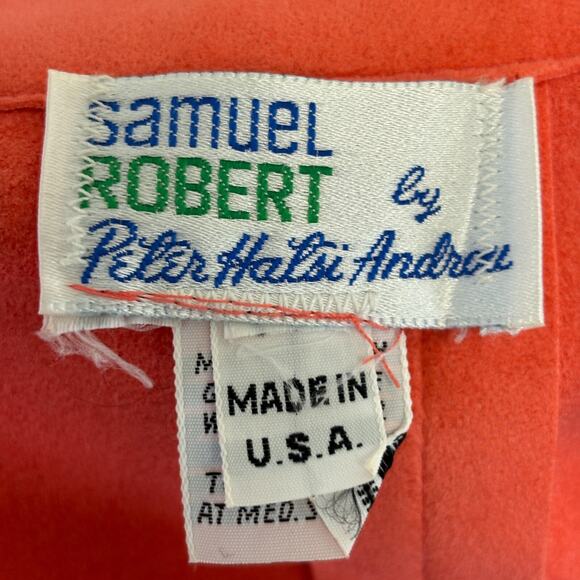 Vintage Samuel Robert Womens Faux Suede Secretary Straight Skirt Size L Coral - Picture 3 of 7